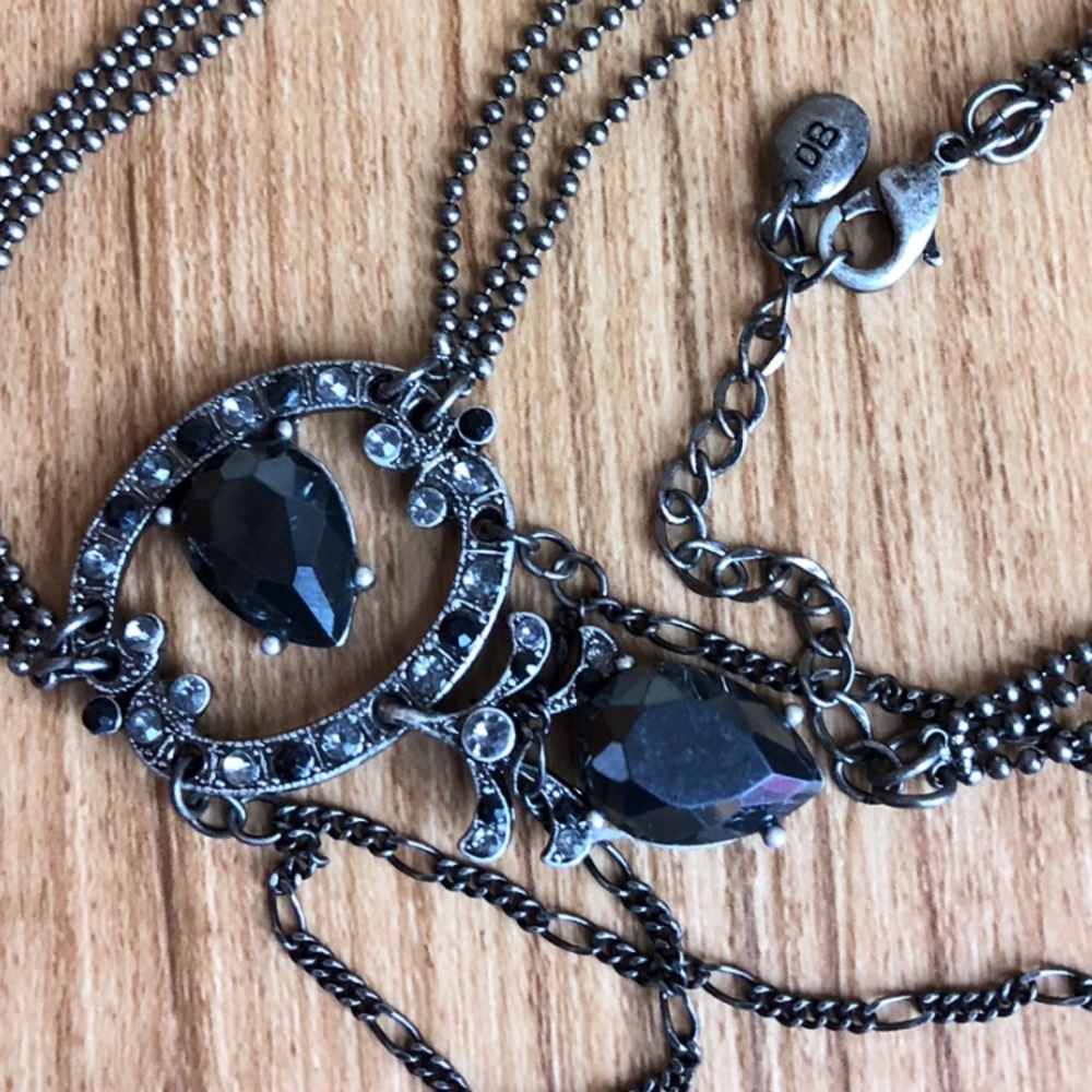Gray and Black Crystal Necklace